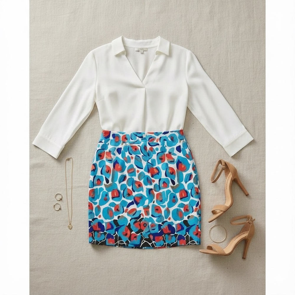 Ann Taylor Multicolor Patterned Mini Skirt